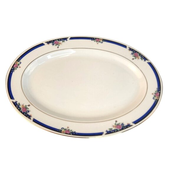 Royal Majestic Fine China Oval Serving Platter Morning Rose 8433 Floral Gold Tri - Picture 7 of 8